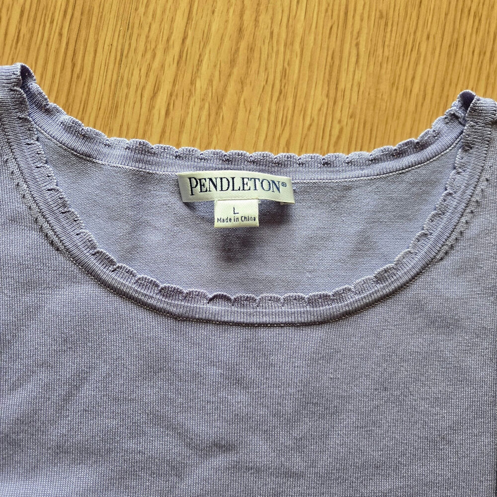 PENDLETON Women Vintage Wool Blazer Silk Knit Top Set L Old Money Pastel Preppy - Picture 4 of 12